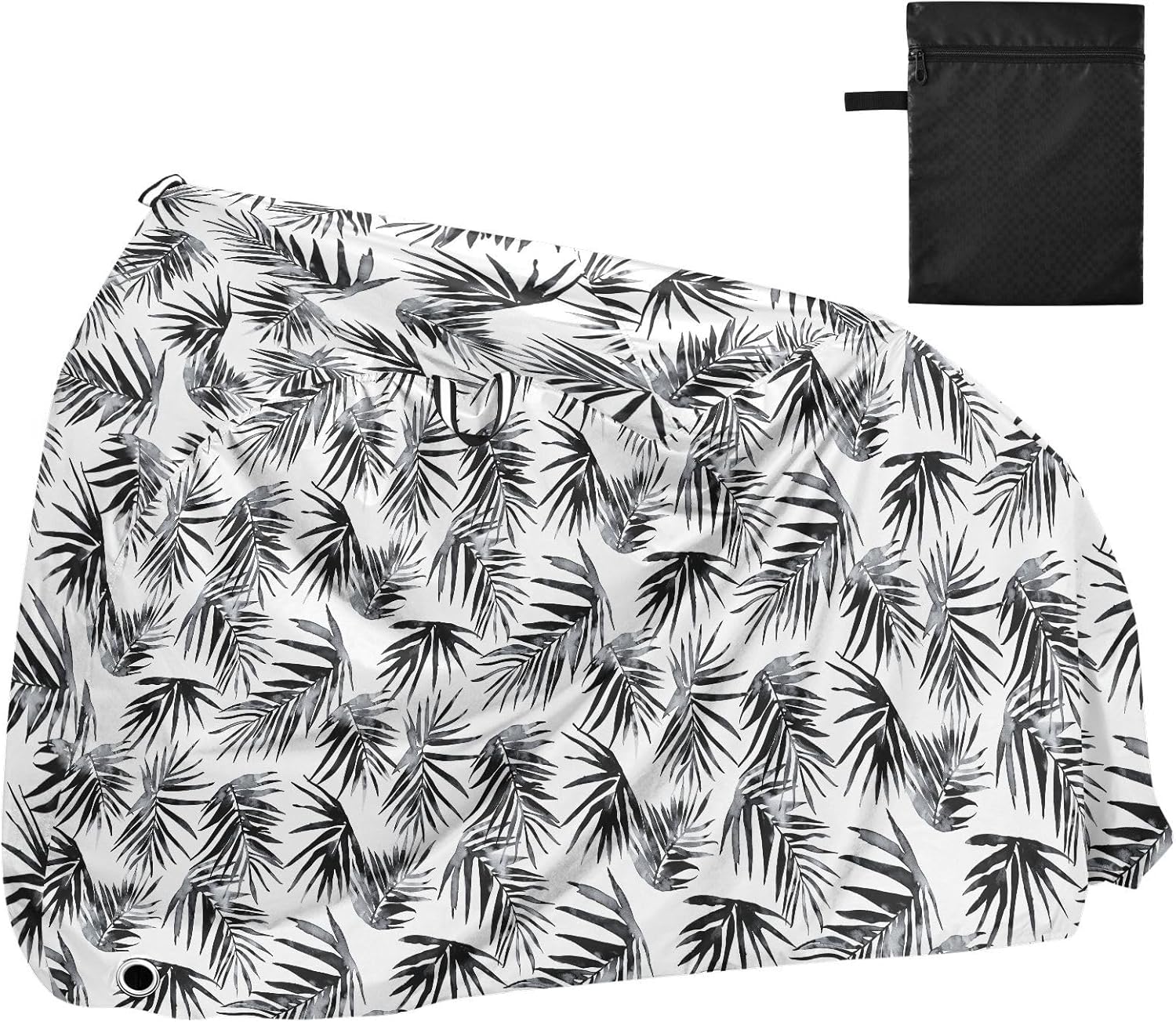 ALAZA Black Palm Leaf Watercolour Bike Cover Waterproof Outdoor Ebike Bicycle Covers Tarp Protection for 1/2 Bikes, Sun UV Dust Wind Proof