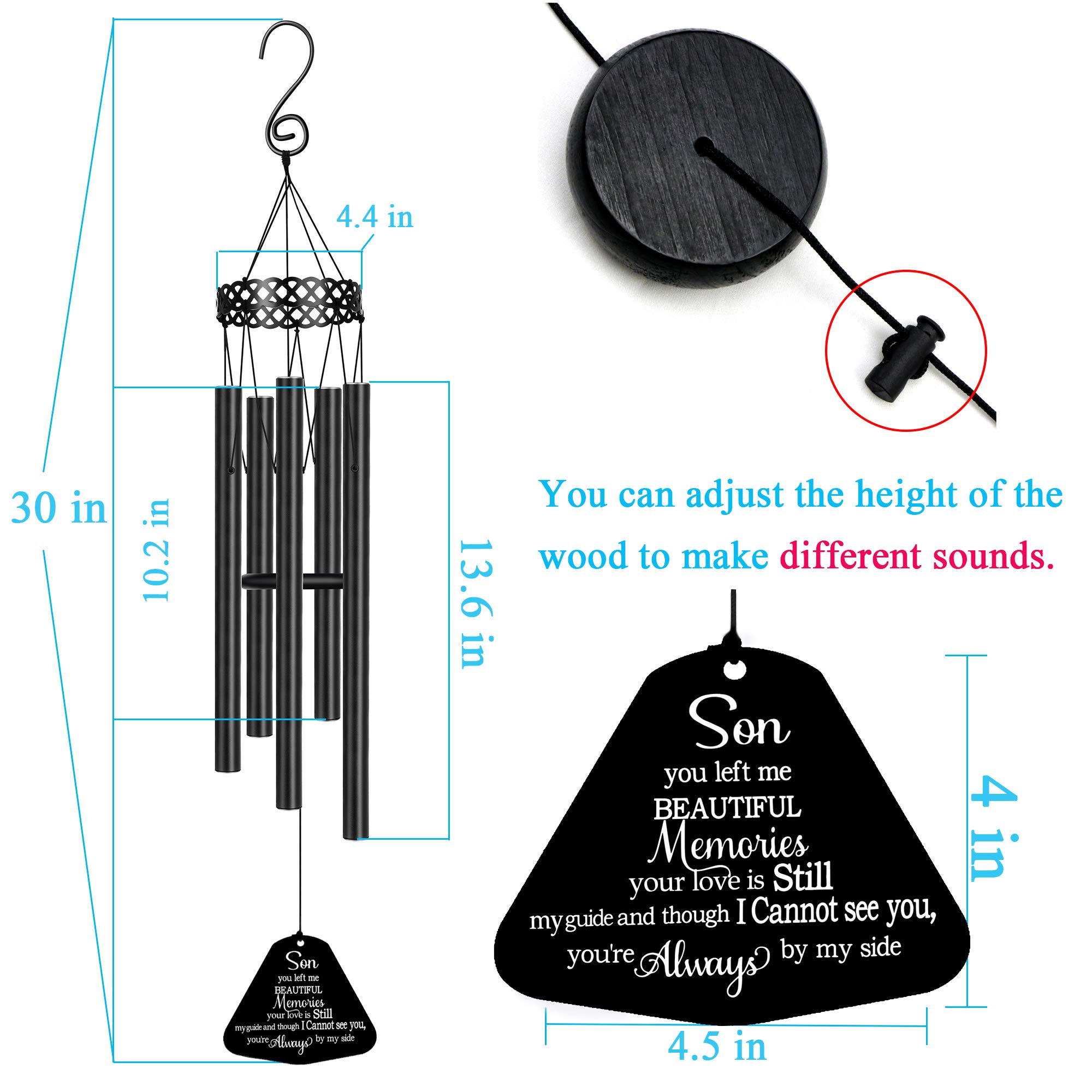 MEMGIFT Campanelli a vento commemorativi per la perdita del figlio Prime simpatia Regali Perdita del figlio Ricordo Grande angelo Campanelli a vento Fuori Giardino Ascolta il vento e sai che sono