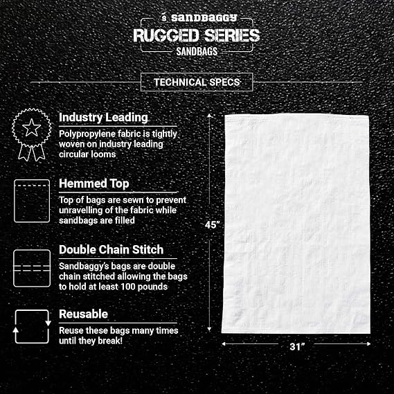 Sandbaggy Large Sandbags - Size: 31 x 45 - Thick Heavy Duty Contractor Bags, Heavy Duty Garbage Bags, Dumpster Bag, Construction Trash Bags, Contractor Bags 6 mil (1)