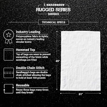 Sandbaggy Large Sandbags - Size: 31 x 45 - Thick Heavy Duty Contractor Bags, Heavy Duty Garbage Bags, Dumpster Bag, Construction Trash Bags, Contractor Bags 6 mil (1)