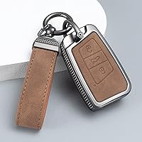 Vista 6 de YO&YOYE Compatible con funda para llavero VW Volkswagen con llavero protector de llave de cuero