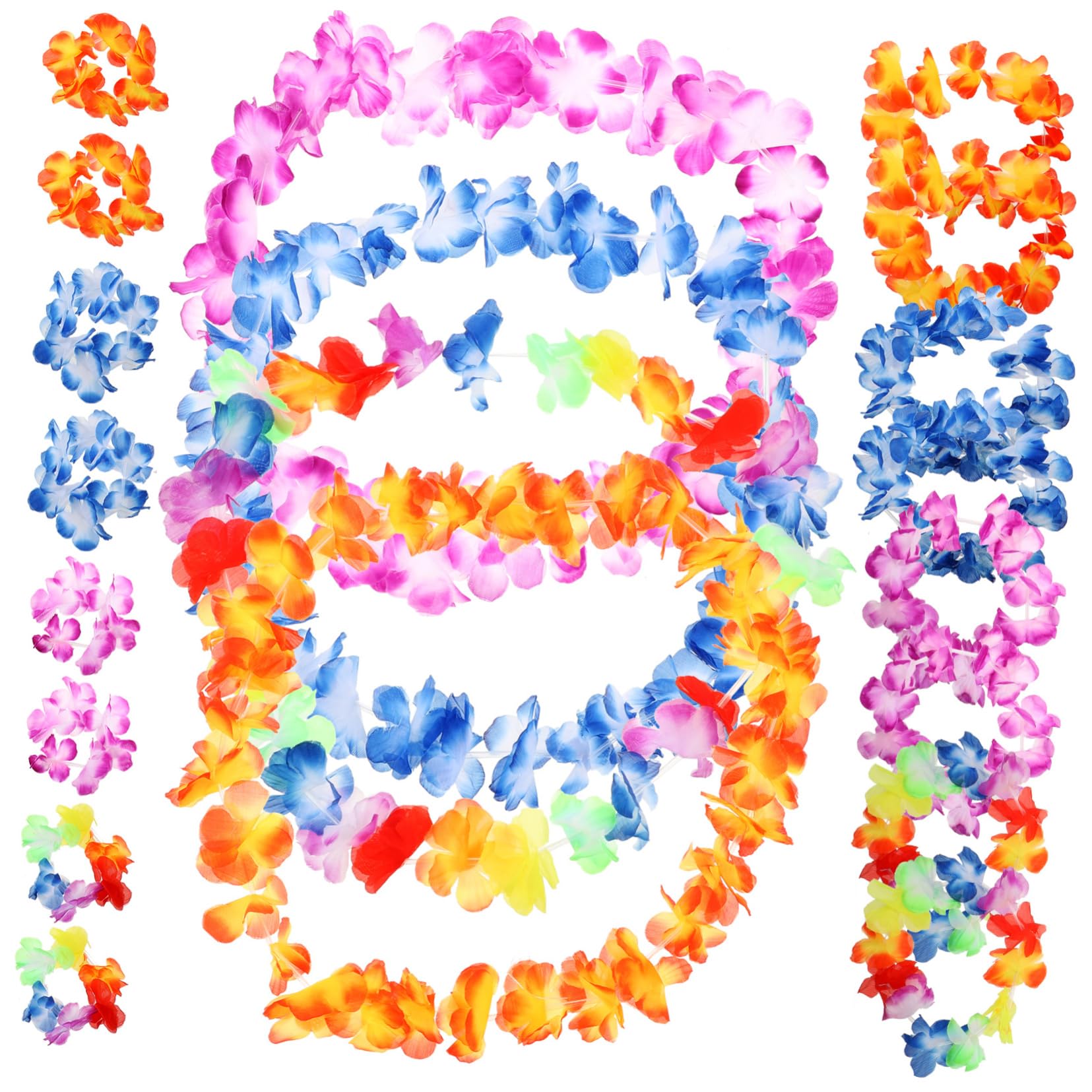 Abaodam 2juegos Guirnaldas Hawaianas Collares Diademas y Pulseras Para Fiestas Temáticas Decoraciones De Luau y Eventos Tropicales
