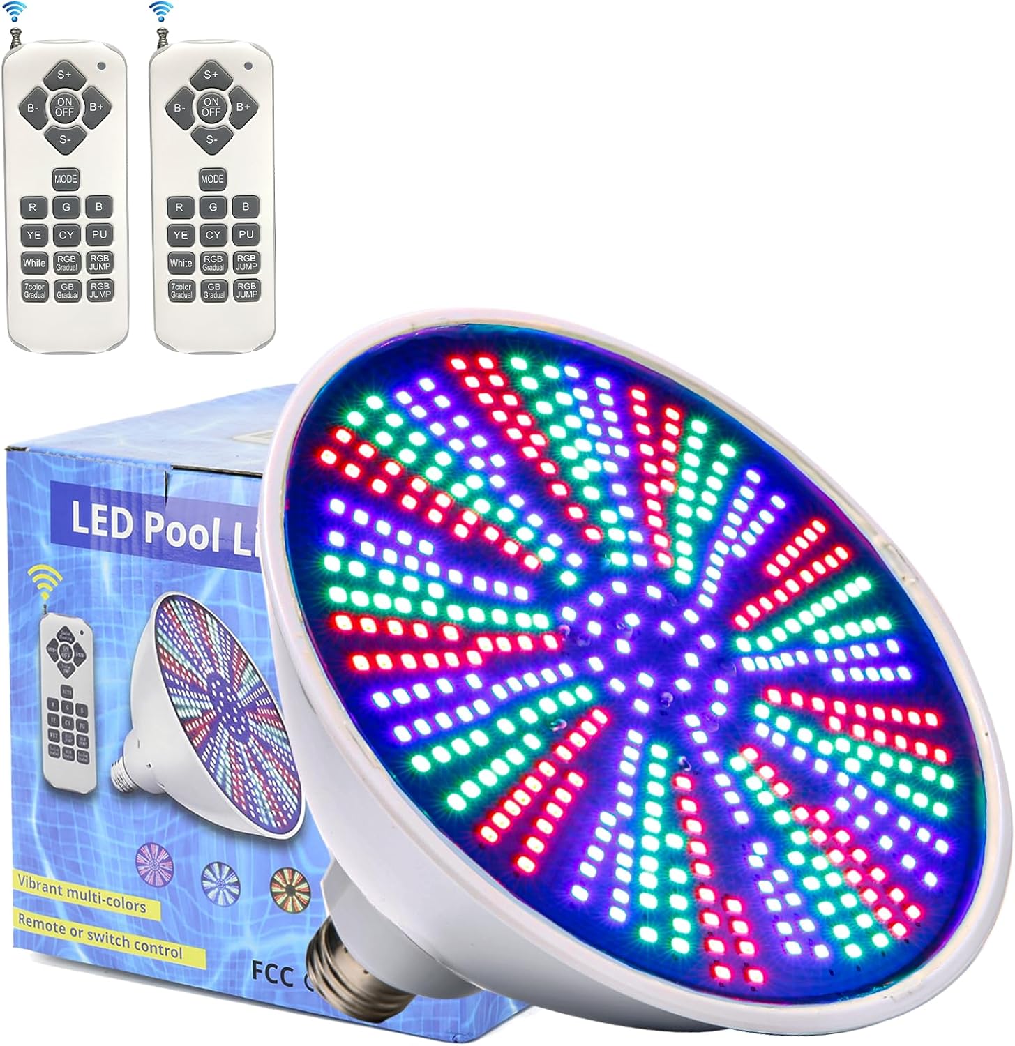 12V 50W LED Color Changing Pool Lights for Inground Pool, Swimming Pool Light Bulb with Remote, E26 Replacement Underwater Pool Lighting for Pentair and Hayward Light Fixtures, 1 Pack