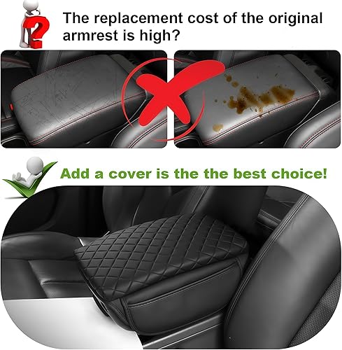 Miniatura 2 de Funda de consola para Jeep Wrangler JL 2018-2023 2024, almohadilla de reposabrazos de cuero negro con bolsillos laterales, consola central,