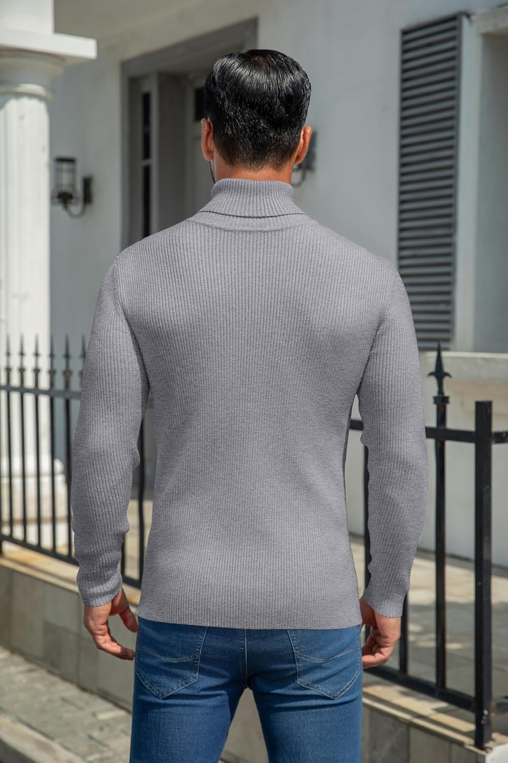 MioRoim Men's Knit Casual Turtleneck Sweater Ribbed Slim Fit Long Sleeve Turtle Neck Knitted Pullover Sweater - Image 3