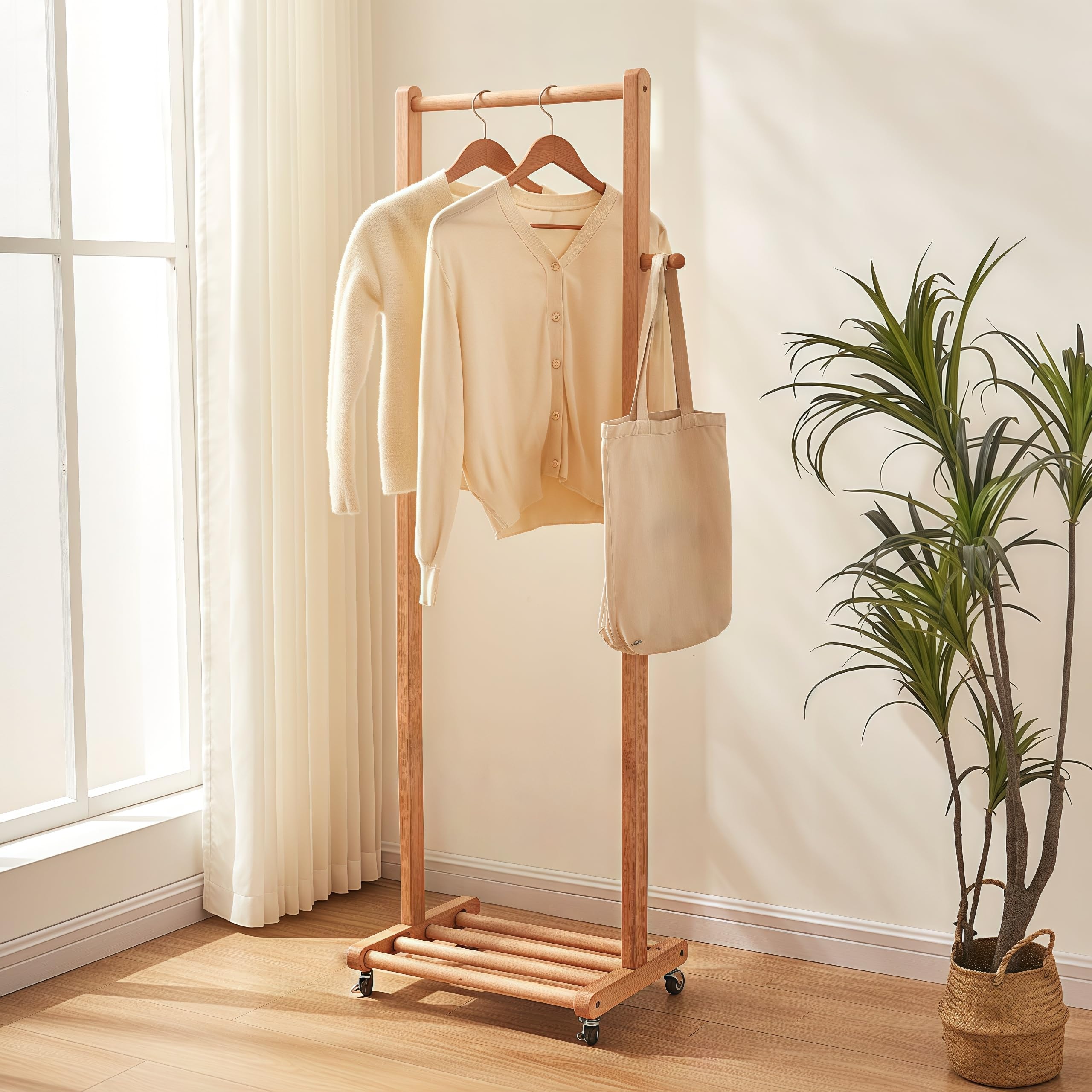 ハンガーラック コートハンガー 無垢材 幅48cm ブナ材 キャスター付き Amazon.co.jp: DODOSOSO ハンガーラック コートハンガー 無垢材 幅48cm