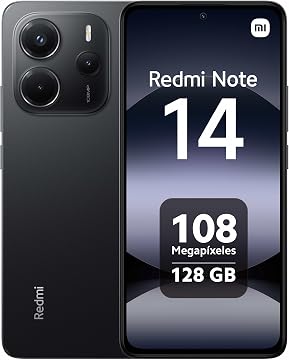 XIAOMI Redmi Note 14 Teléfono Inteligente, 8GB RAM 128GB, Pantalla AMOLED de 6,67 Pulgadas, 120Hz, Cámara 108MP, Sensor de Huellas Dactilares, NFC, Turboalimentado de 33W, 5500mAh, Negro