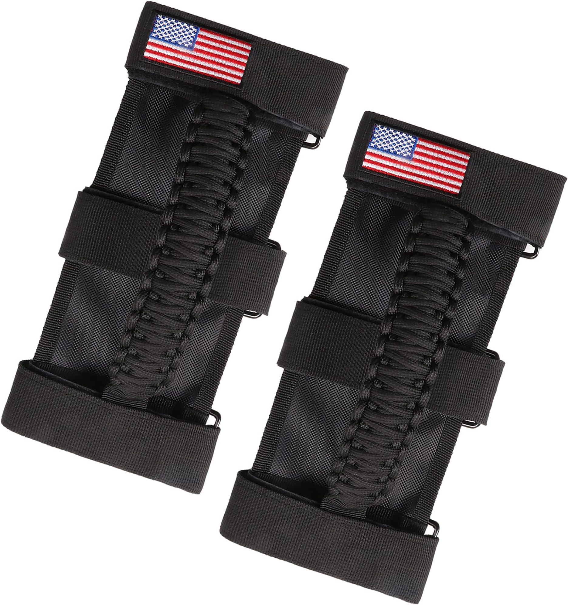 sukemichi Handles Grab Roll Bar Grab Handles Grip Handle for Jeep Wrangler Accessories TJ JK JL Gladiator JT UTV ATV - Upgrade Metal Buckle, Black, 2 Pack (Not for Sky One Touch Top, Not for 2024+ Up)