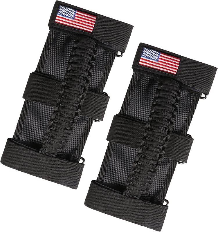 Alças de apoio para Jeep Wrangler e Gladiator sukemichi com paracord preto – Kit com 2 unidades