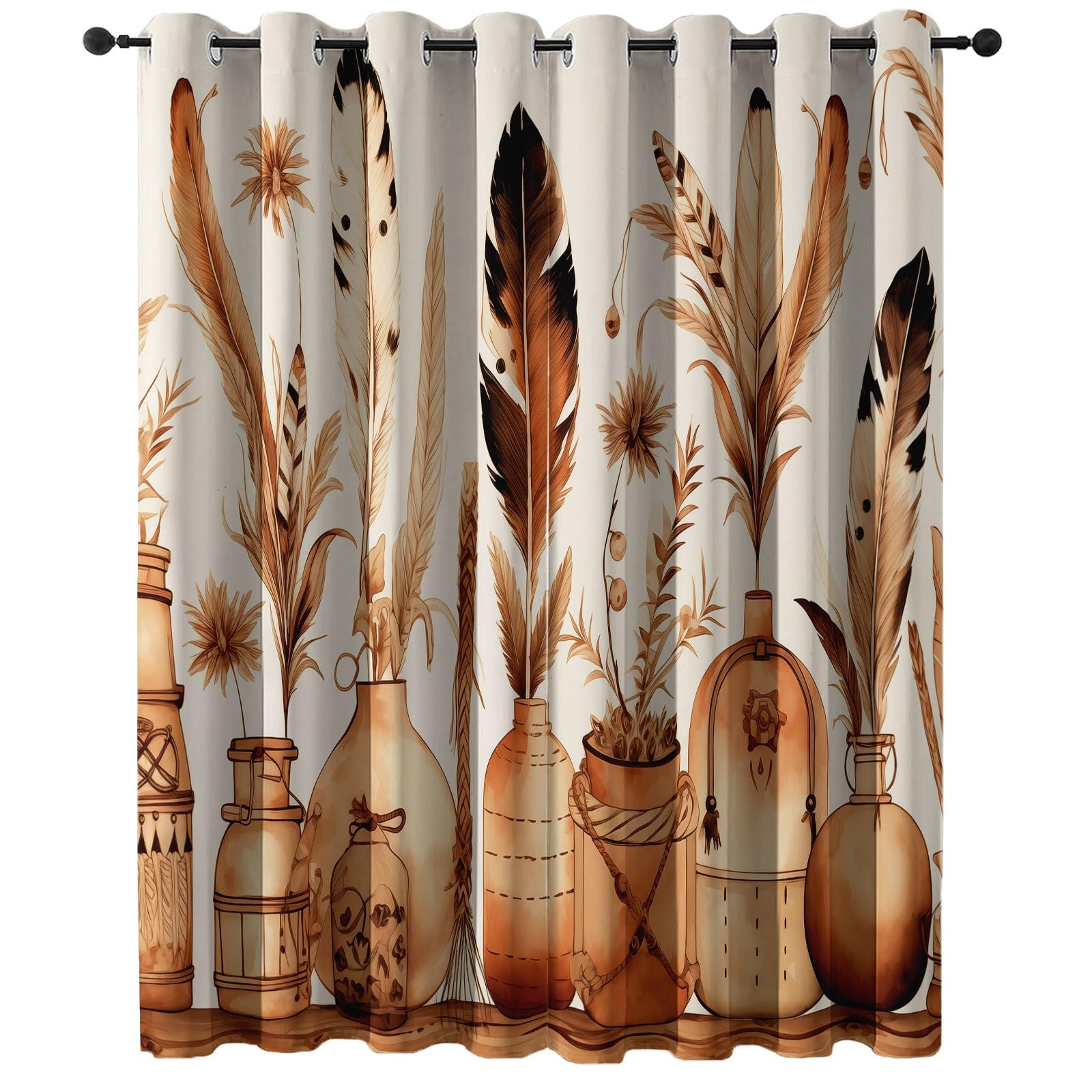 Rideau occultant isolant marron beige 100x178 pour rideaux intérieurs à oeillets