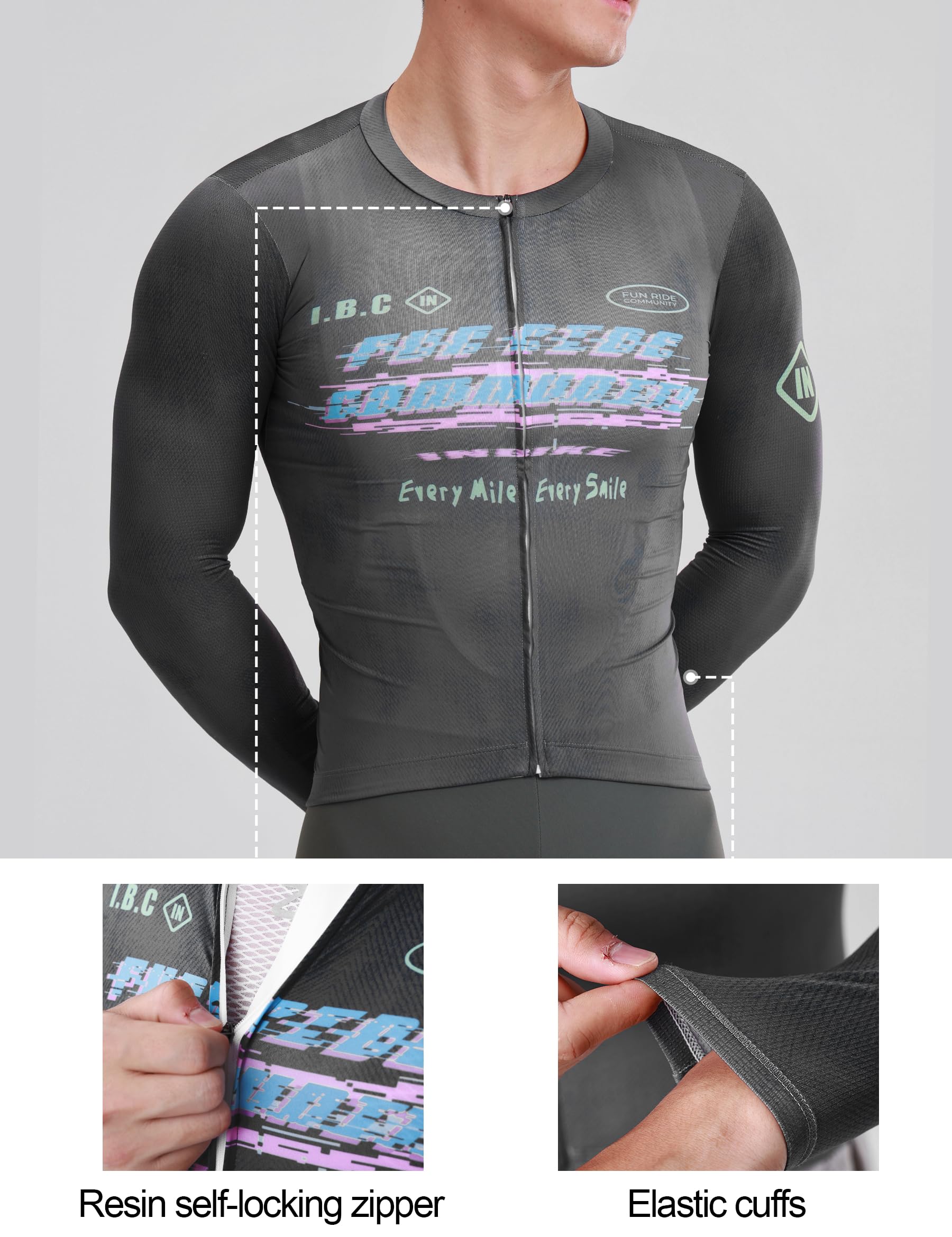 INBIKE Maillot de Cyclisme Hommes Vélo d'été à Manches Longues pour Homme Haut de Sport Serré Respirants et Absorbants