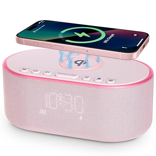 Odokee Wireless Charging Alarm Clock Radio: Qi Certified Fast Wireless Charger for iPhone Samsung