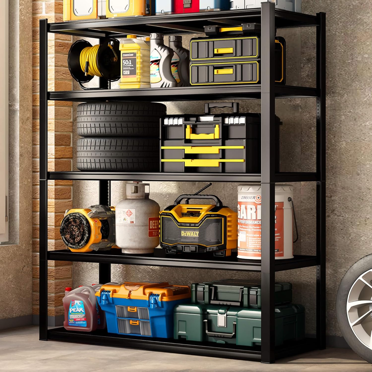 PMKES Garage Shelving 72" H x 48" W x 24" D Heavy Duty Storage Shelves, 3000LBS