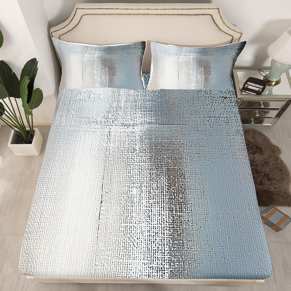 Erosebridal Tie Dye Bed Sheets Abstract Fitted Sheet Full Size, Gradient Ombre Sheets Watercolor Grunge Bedding, Oil Painting Graffiti Bed Cover All-Season Microfiber 3pcs