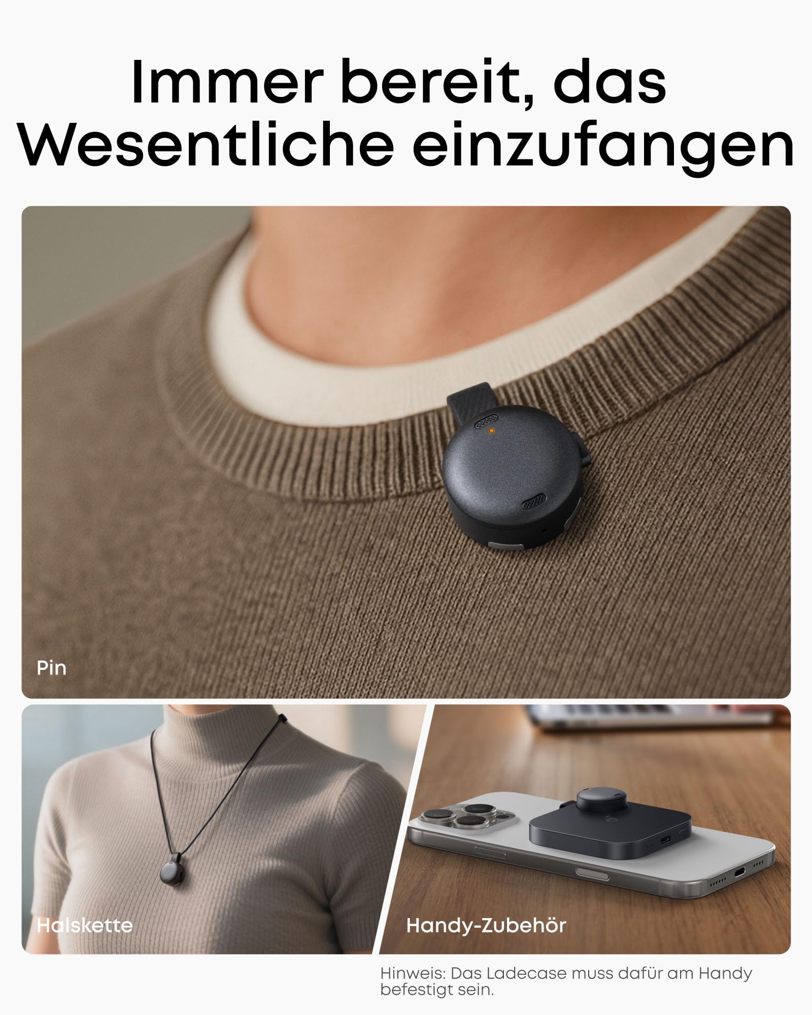 soundcore Work by Anker KI Voice Recorder, Digitales Diktiergerät mit KI Schreibfunktion und Spracherkennung, 150+ Sprachen, kombinierte Protokolle für Meetings und Vorlesungen, MFi-Zertifiziert 8GB