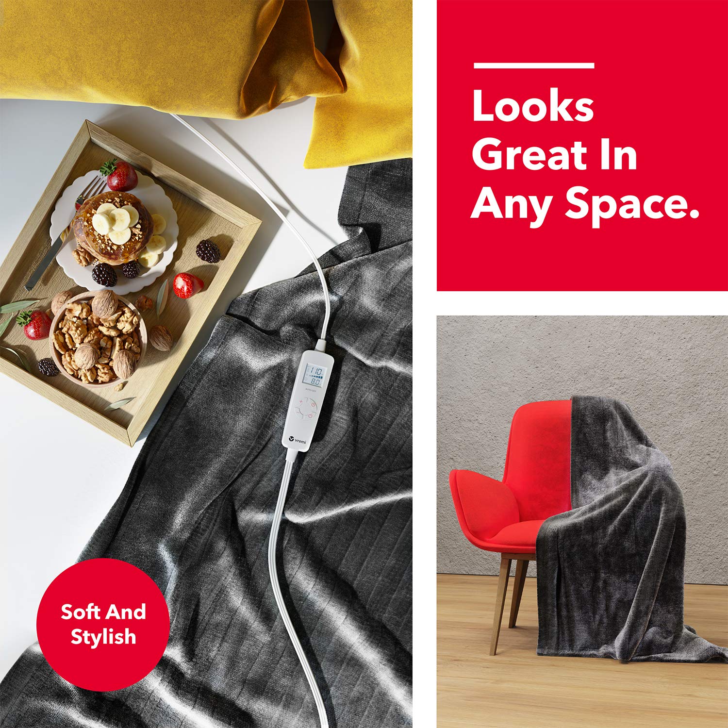 Vremi Electric Blanket 62 x 84 inches Twin Heated Blanket with 6 Heat