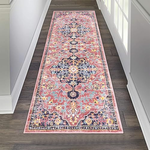 Miniatura 71 de Pauwer Tapete bohemio vintage para pasillo de 2 x 8, lavable, antideslizante, estilo rústico, para lavandería, cocina, baño, dormitorio