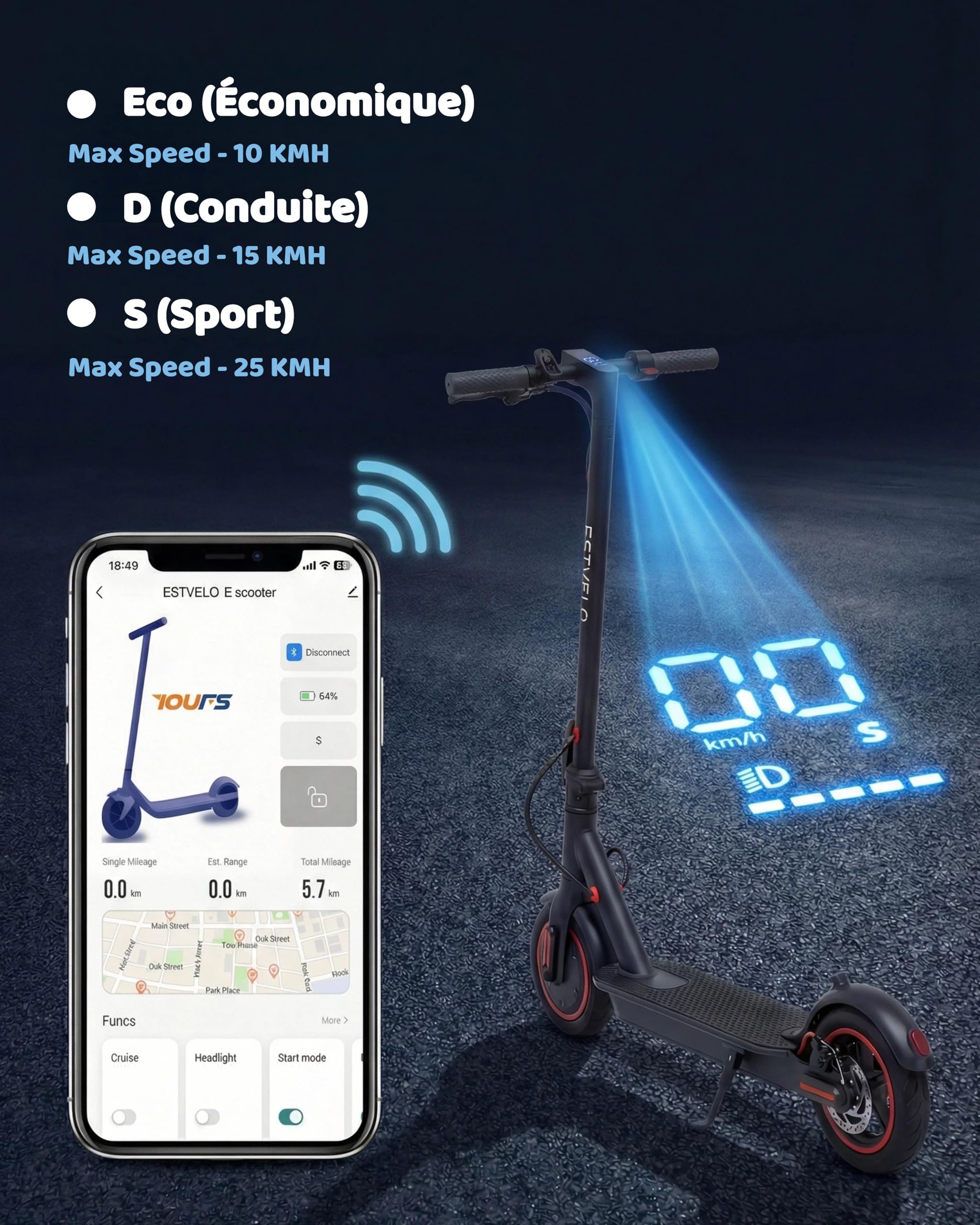 Trottinette Électrique Adulte, Moteur 500W (Pic), Batterie 36V 10.4Ah, Autonomie 30km, Pneus Gonflables, Double Freinage, Scooter Pliable et Portable