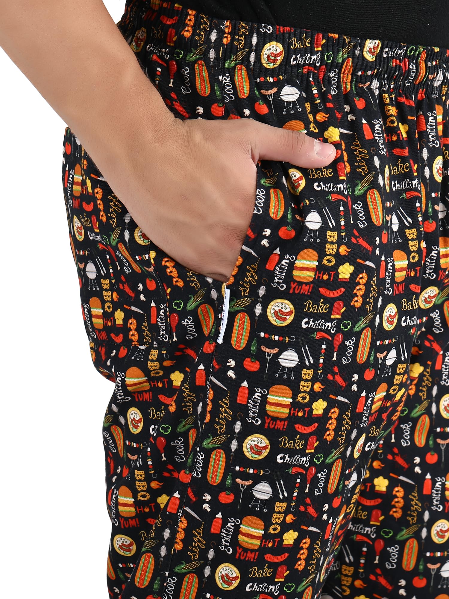 Pantalones unisex estampados 100 % algodón para hombre y mujer, pantalones de chef con cordón para servicio de alimentos, panaderos y profesionales culinarios