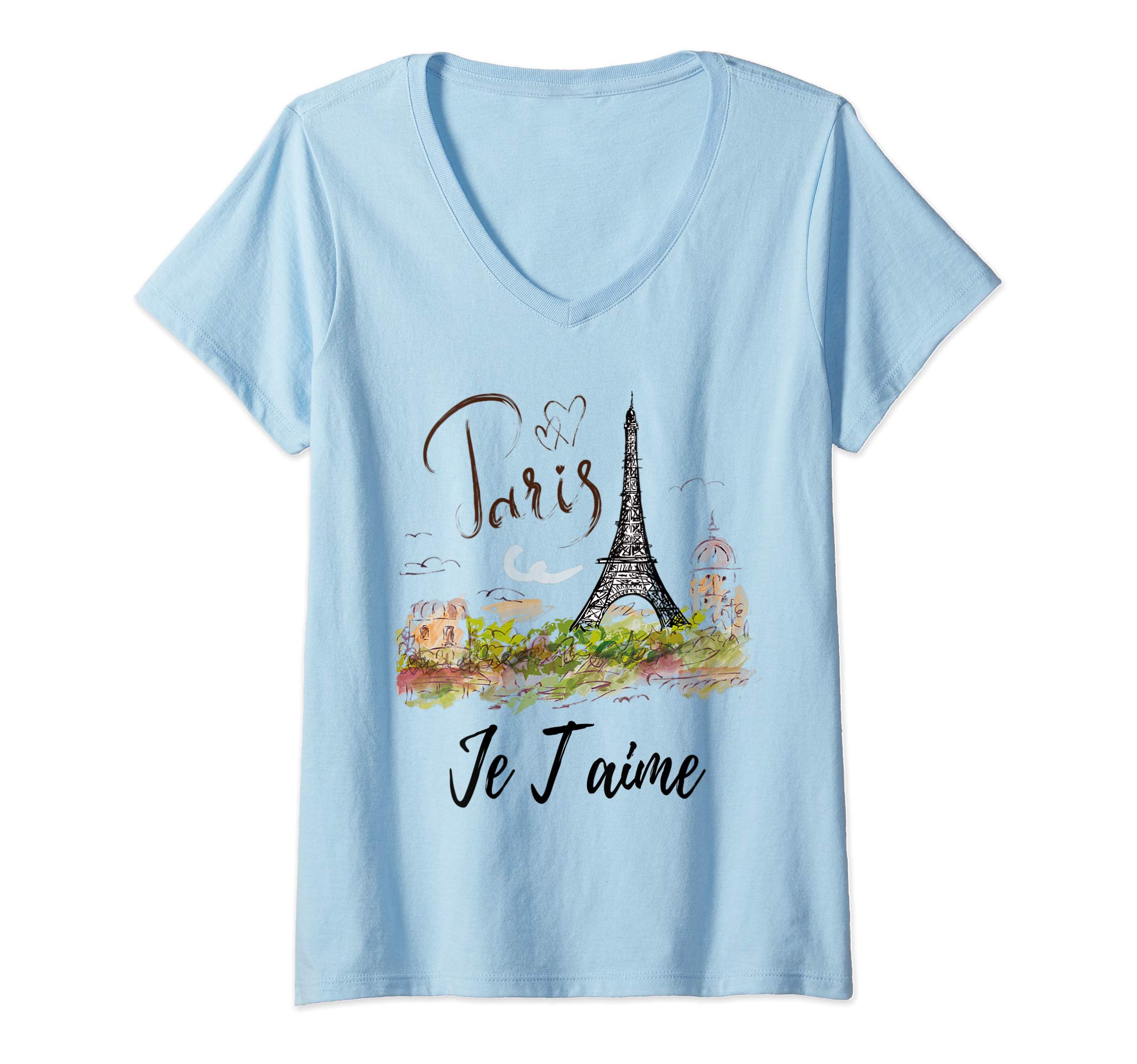 Eiffel Tower France Tshirt Souvenir Gift ShopWomens Eiffel Tower Paris Shirt Vintage I Love Paris France City V-Neck T-ShirtOEKO-TEX STANDARD 100