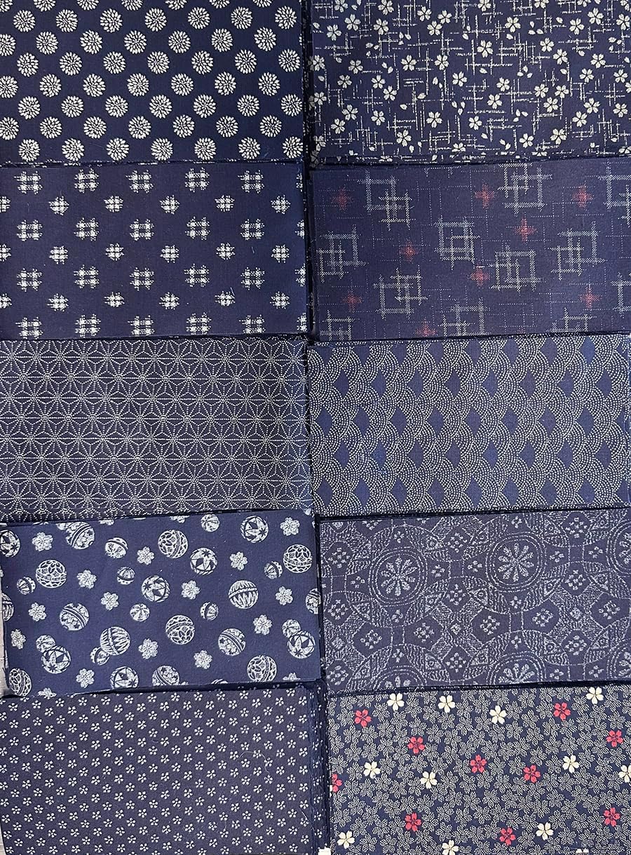 Japanese Traditional Indigo Fabrics 20 Assorted