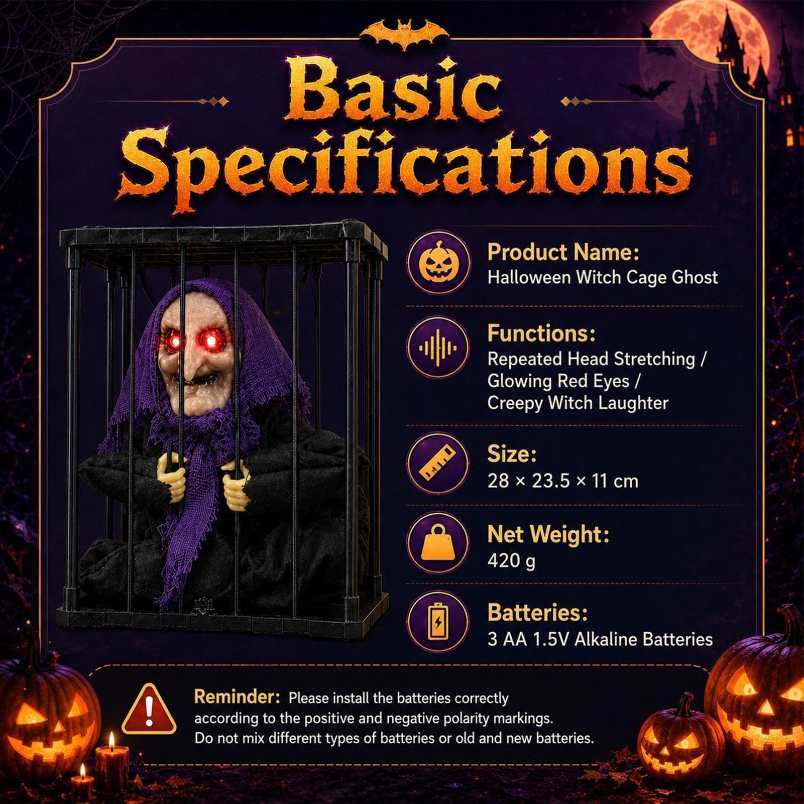 Decorazioni Halloween animate Effetti sonori spettrali e occhi luminosi