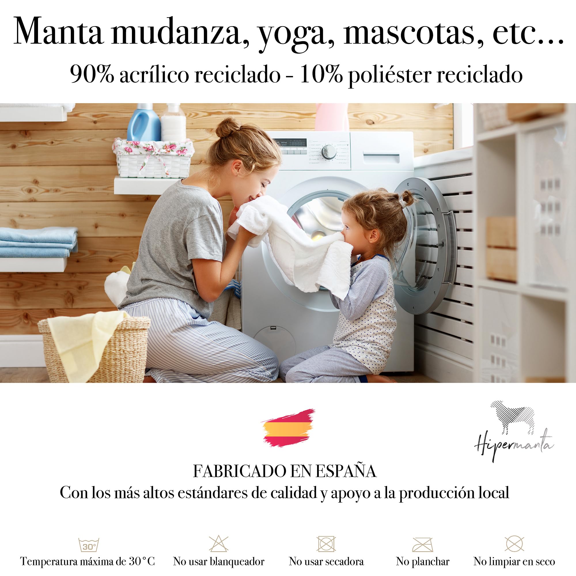 Manta Transporte de Muebles, Mudanza Multiusos. Manta para Yoga, Pic-Nic, Viaje. 200X140 cm Material Reciclado Resistente Perchado y Suave. Gris