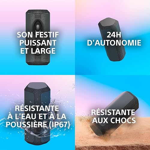 Sony SRS-XE300 - Portable wireless Bluetooth Speaker with Wide Sound - Waterproof, Shockproof, 24 Hours Battery Life and Quick Charging - Blue - 6