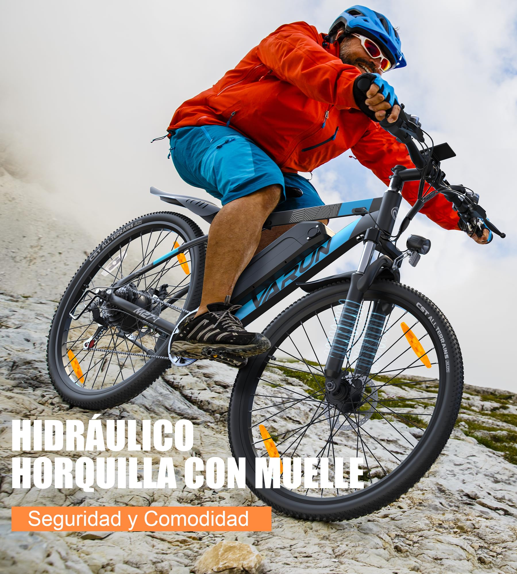 VARUN 27.5" Bicicleta Electrica con App, 48V 624Wh, Autonomía de 120km | Aluminio, Bicicleta Eléctrica Montaña con 21 Velocidad, Pantalla LCD, Bici Electrica para Commuting/Off-road/Escapadas