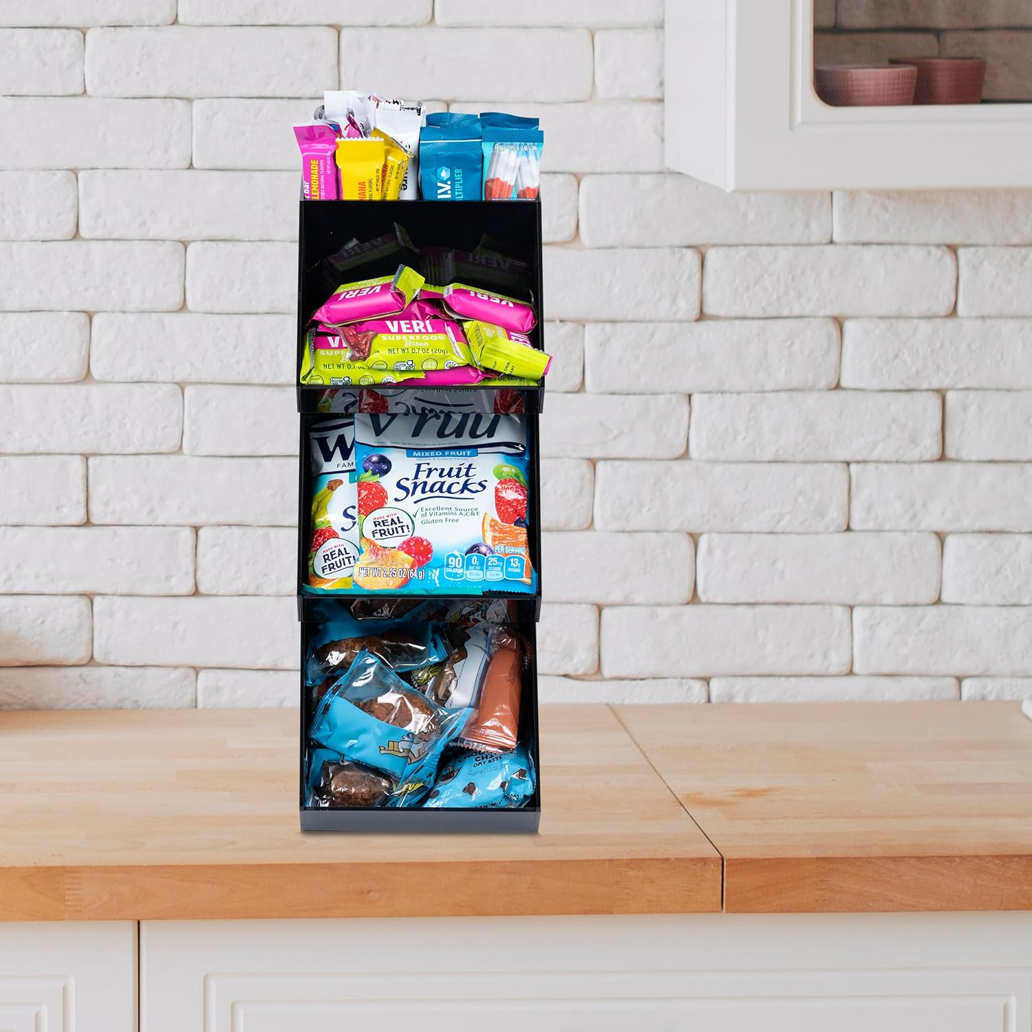 Condiment Holder Stand - 3 Tier Compartment for Condiments, Sauce Packets, and Coffee Station Organizer for Bar, Restaurant, Cafe, Home - Black Acrylic Caddy Storage Rack