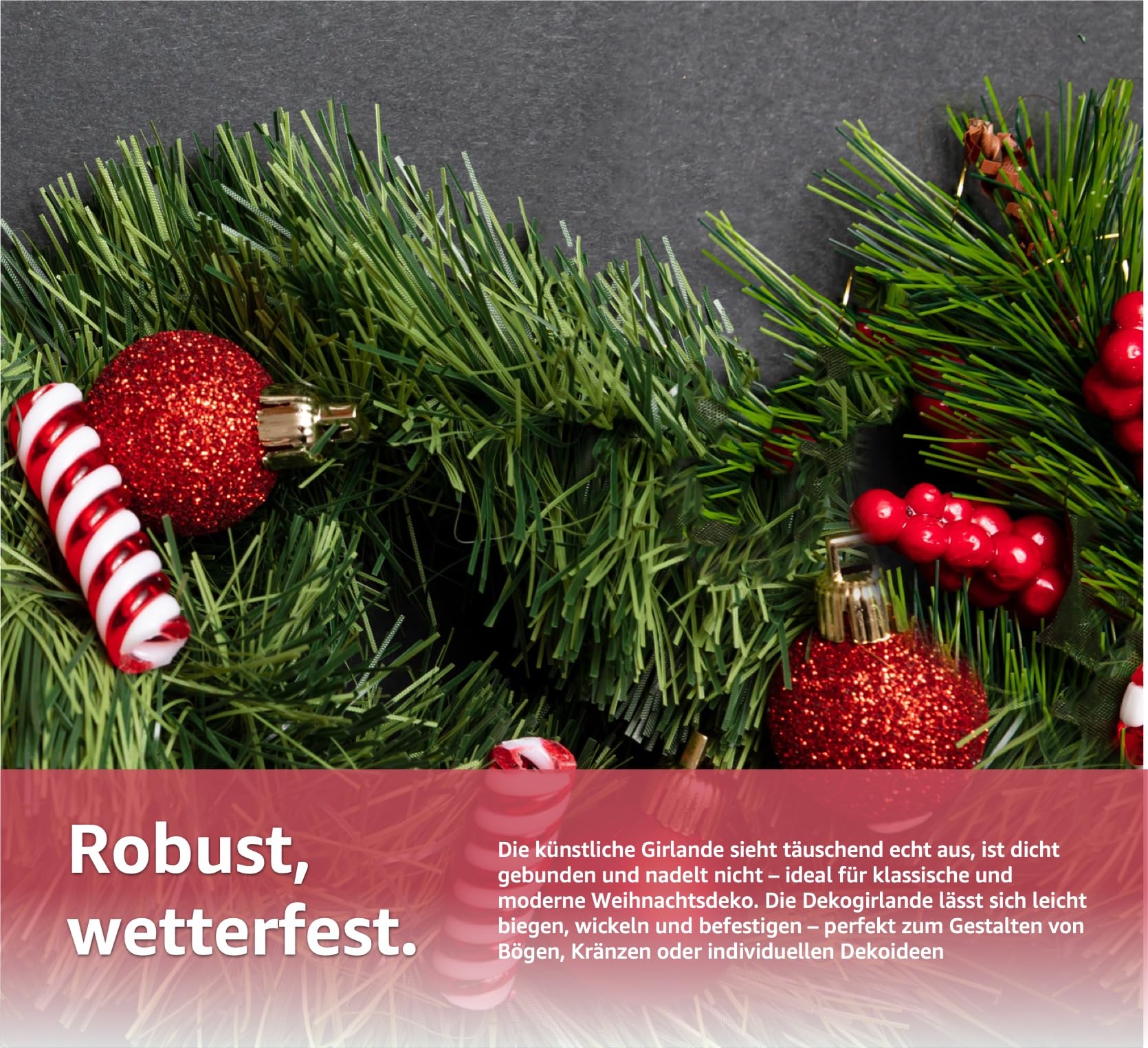 3X XXL Girlande 10 m Weihnachtsgirlande grün - Dekoration an Weihnachten - Weihnachtsdekoration mit Tannenmotiv