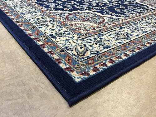 Miniatura 4 de Modela Collection - Alfombra tradicional oriental con medallón azul marino, 4 pies 9 pulgadas x 6 pies 10 pulgadas