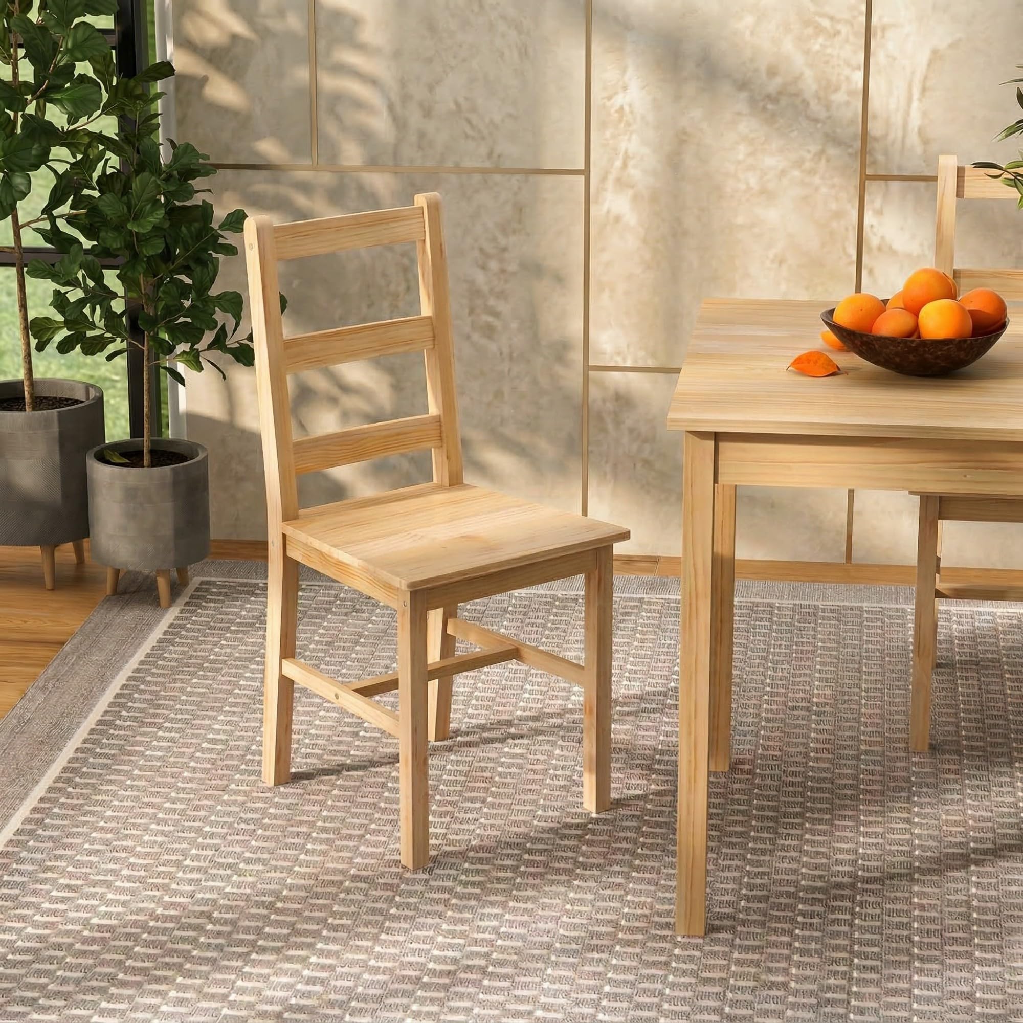 HOMCOM Esstisch mit 4 Stühlen Essgruppe aus Kiefernholz Moderne Esszimmergruppe für Kleine Räume, Esszimmer, Küche, Wohnzimmer, Natur