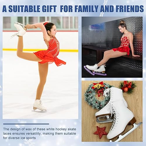 Miniatura 6 de Lyrow 3 pares de cordones de patinaje artístico, cordones encerados de 108 pulgadas para patines artísticos, patines de ruedas, botas de patinaje