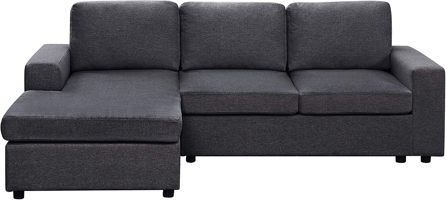 Lilola Home Newlyn Sofa with Reversible Chaise in Dark Gray Linen