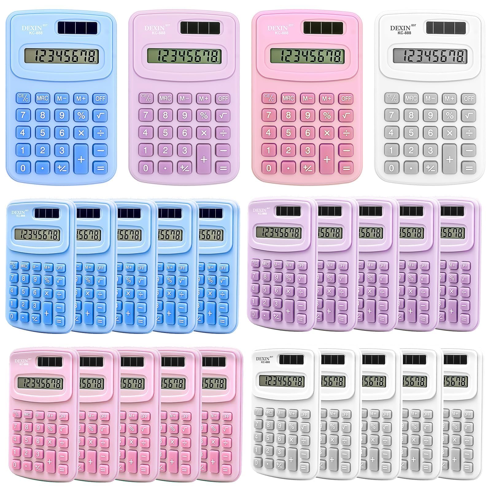 Lot de 24 Mini Calculatrices de Bureau – Calculette Portable 8 Chiffres, Fonction Standard, Petit Format 10×6,4 cm, pour l’École, Les Étudiants, Les Enseignants, Le Bureau et la Maison