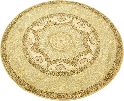 Miniatura 4 de Unique Loom Palace Collection - Alfombra Saray (3 pies 3 pulgadas, redonda, cremamarrón claro)