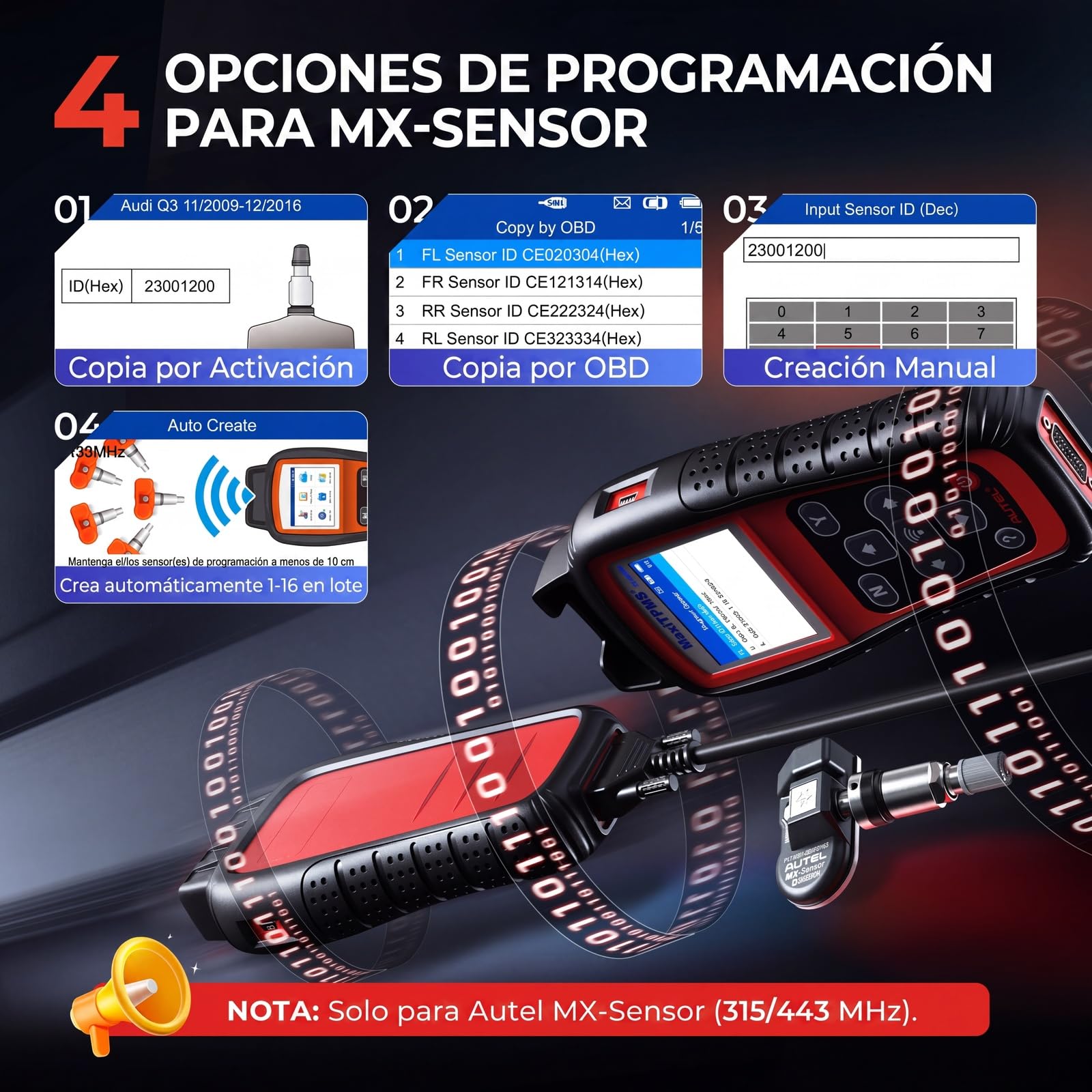 Autel MaxiTPMS TS508WF Herramienta de Programación TPMS, con 8PCS MX-Sensor(240€) WiFi Ver. TS508 TS501 Pro TS408S TS401 Herramienta de Reaprendizaje TPMS, Reiniciar/Reaprender/Activar Todos Sensores