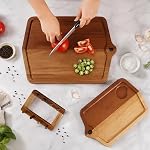 Acacia Wood Cutting Board Set of 2 (16x12, 10x8) Wooden Cutting Boards for Kitchen Non Toxic Dishwasher Safe Non Slip, Extra Large Cutting Board for Meat, Charcuterie, Chopping