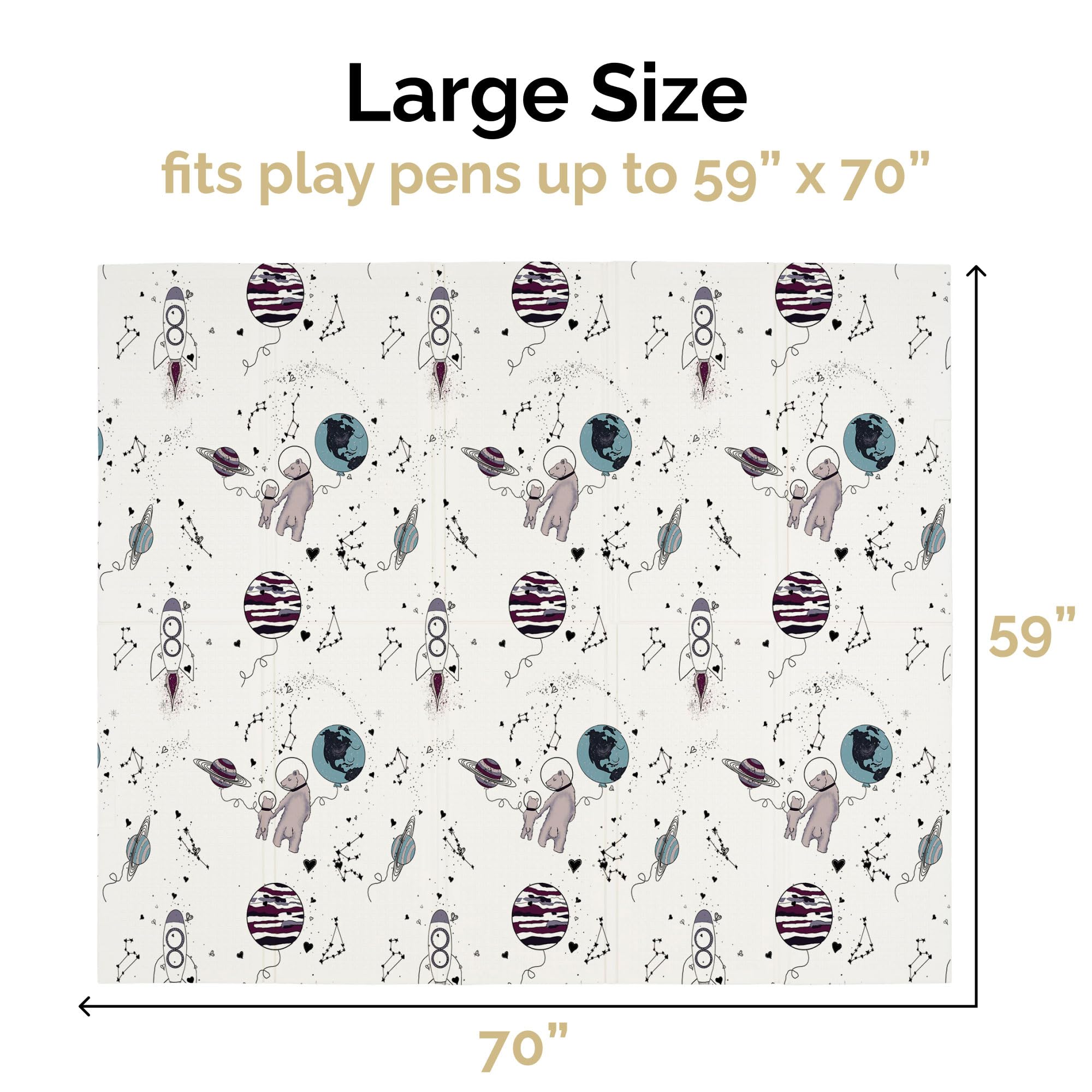 JumpOff Jo Baby-Spielmatte – Große faltbare Spielmatte aus Schaumstoff für Säuglinge, Babys, Kleinkinder, wasserdicht, doppelseitig (177,8 x 150 cm)