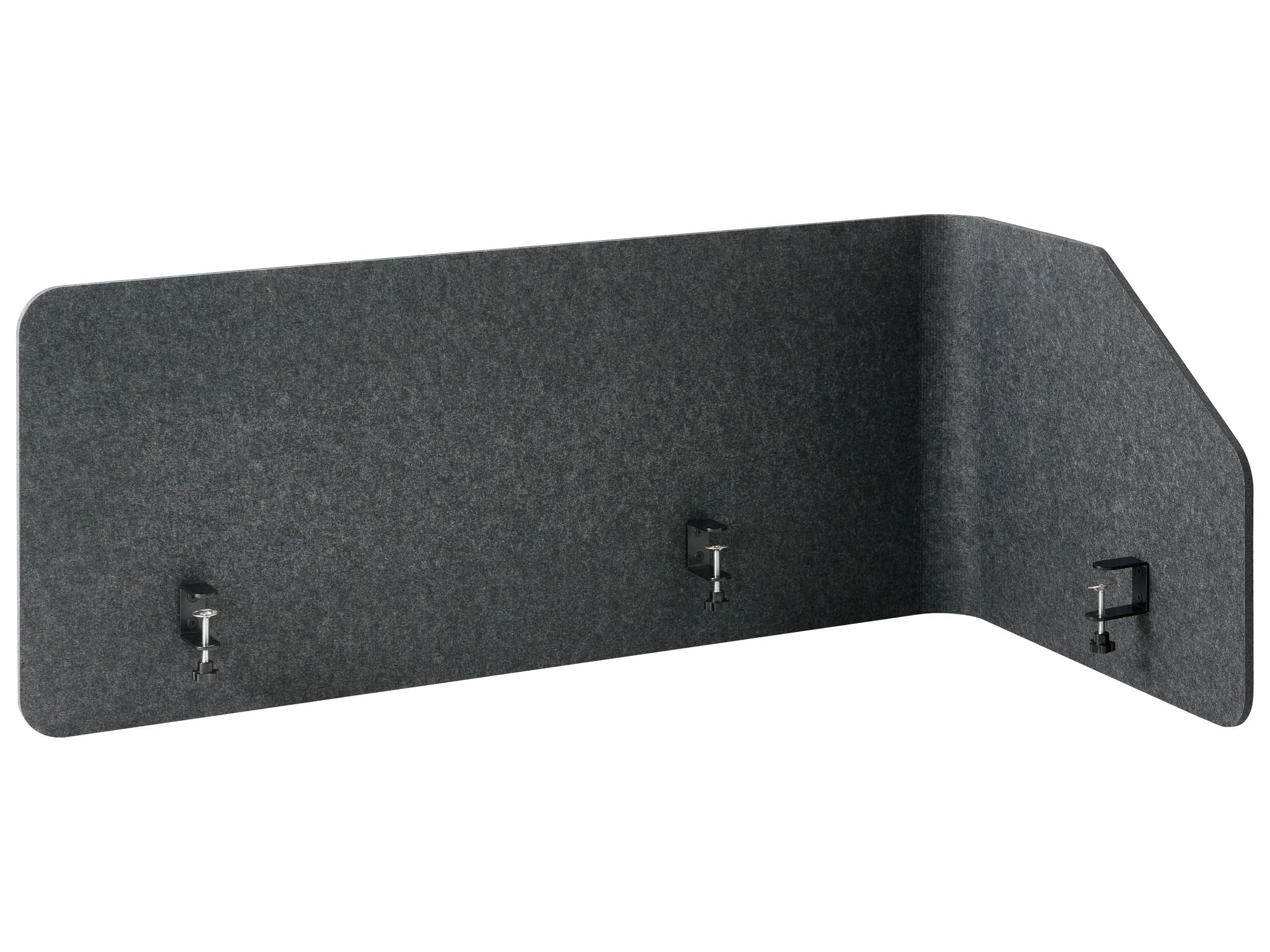 Beliani Schreibtisch Trennwand L-Form Filz Akustik Polster dunkelgrau 120 x 60 x 50 cm zum Klemmen Foldy