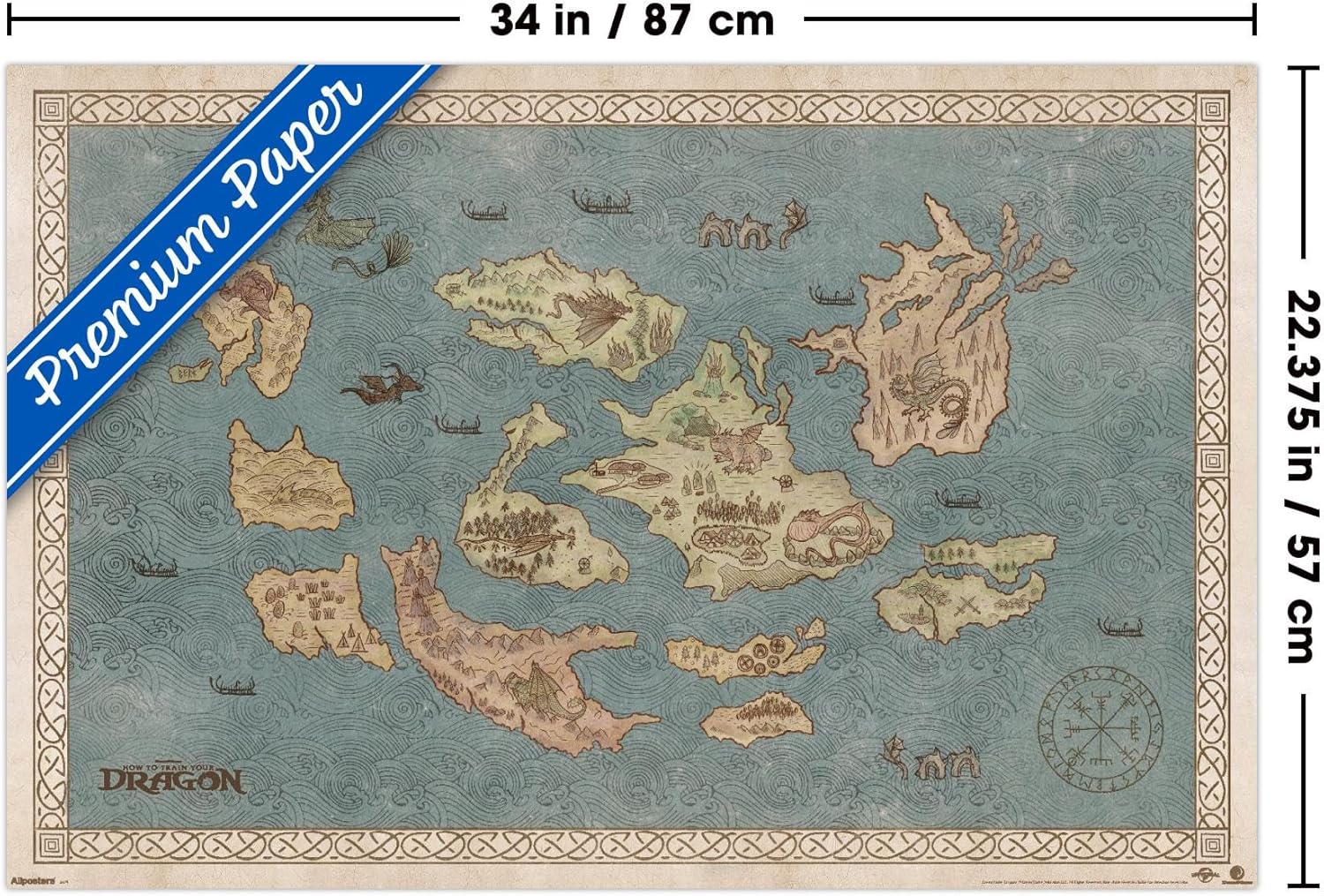 How To Train Your Dragon (2025) - Map Wall Poster, 34L" x 22.4W", Premium Unframed Version