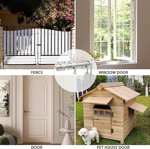 Miniatura 6 de Alise Pestillo de perno de barril de 8 pulgadas, cierre de perno deslizante, cerradura deslizante de acero inoxidable sólido SUS304 resistente para