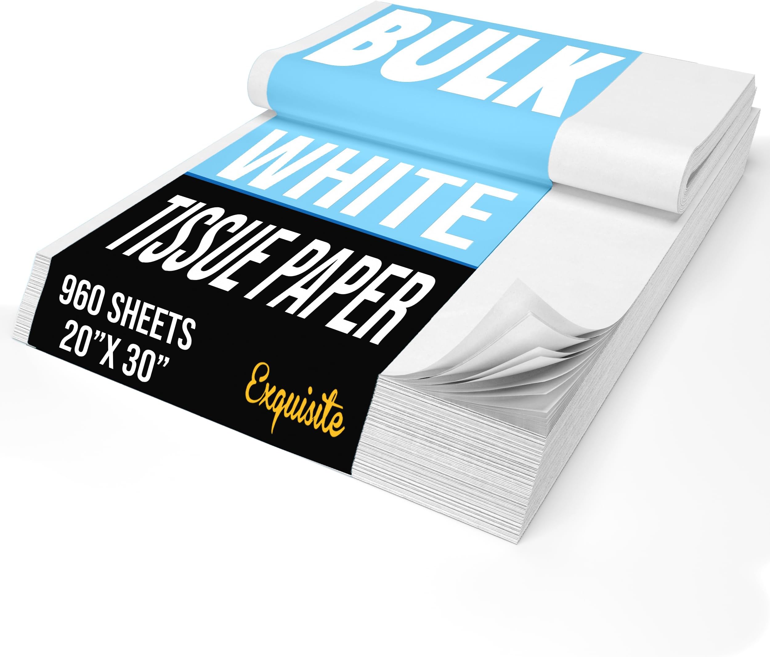 Crown Display White Tissue Paper for Gift Bags White Tissue Paper Bulk - 960 Sheets 20" X 30" 10lb Newsprint for Packing, Birthday Gift Box Filler, Packing Supplies for Moving Supplies