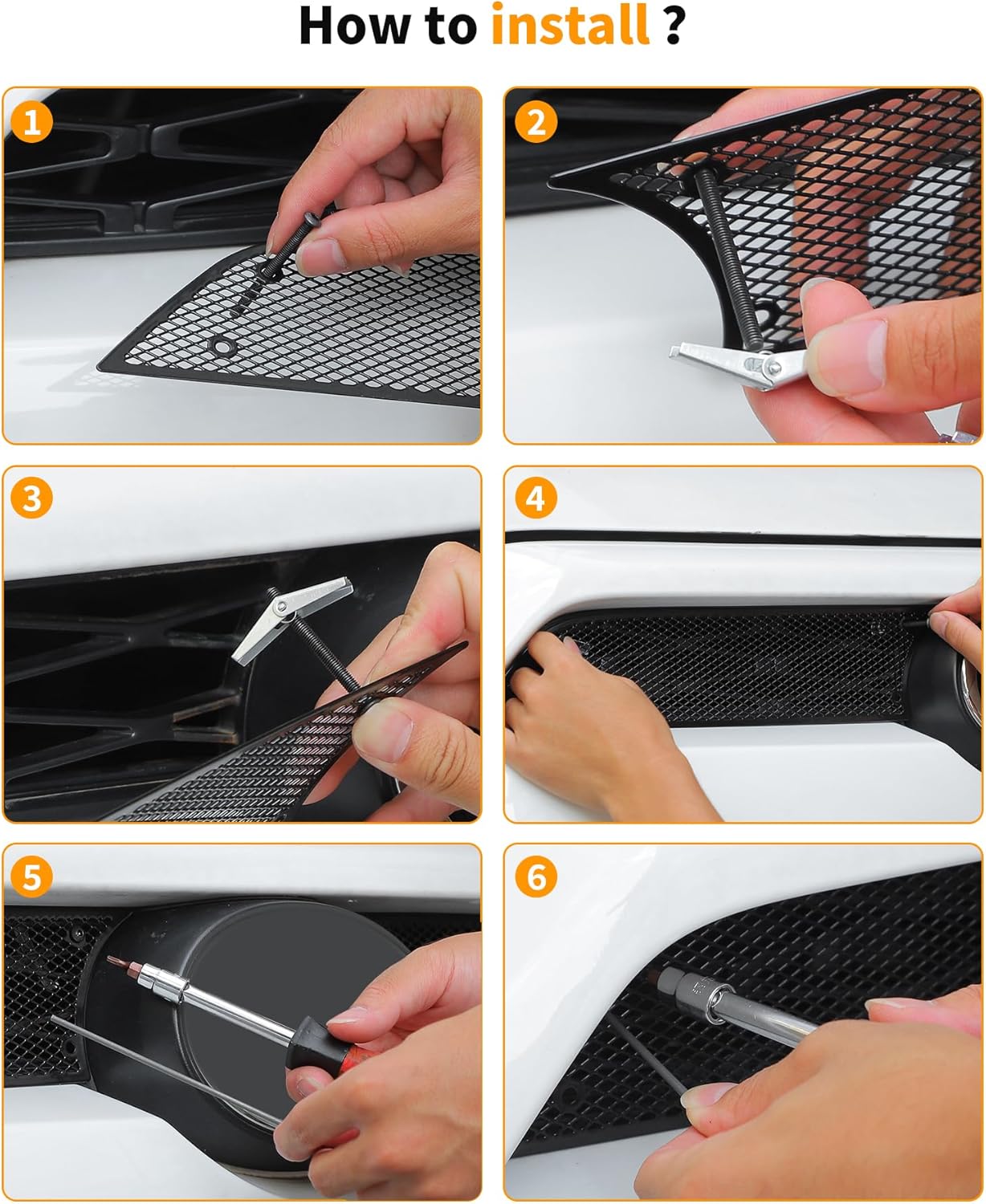 Hoolcar Front Grill Mesh Insert Compatible with Toyota 4Runner 2010-2023 Center Grille Protector Insert Air Vent Cover Guard Replacement Exterior Accessories, Black