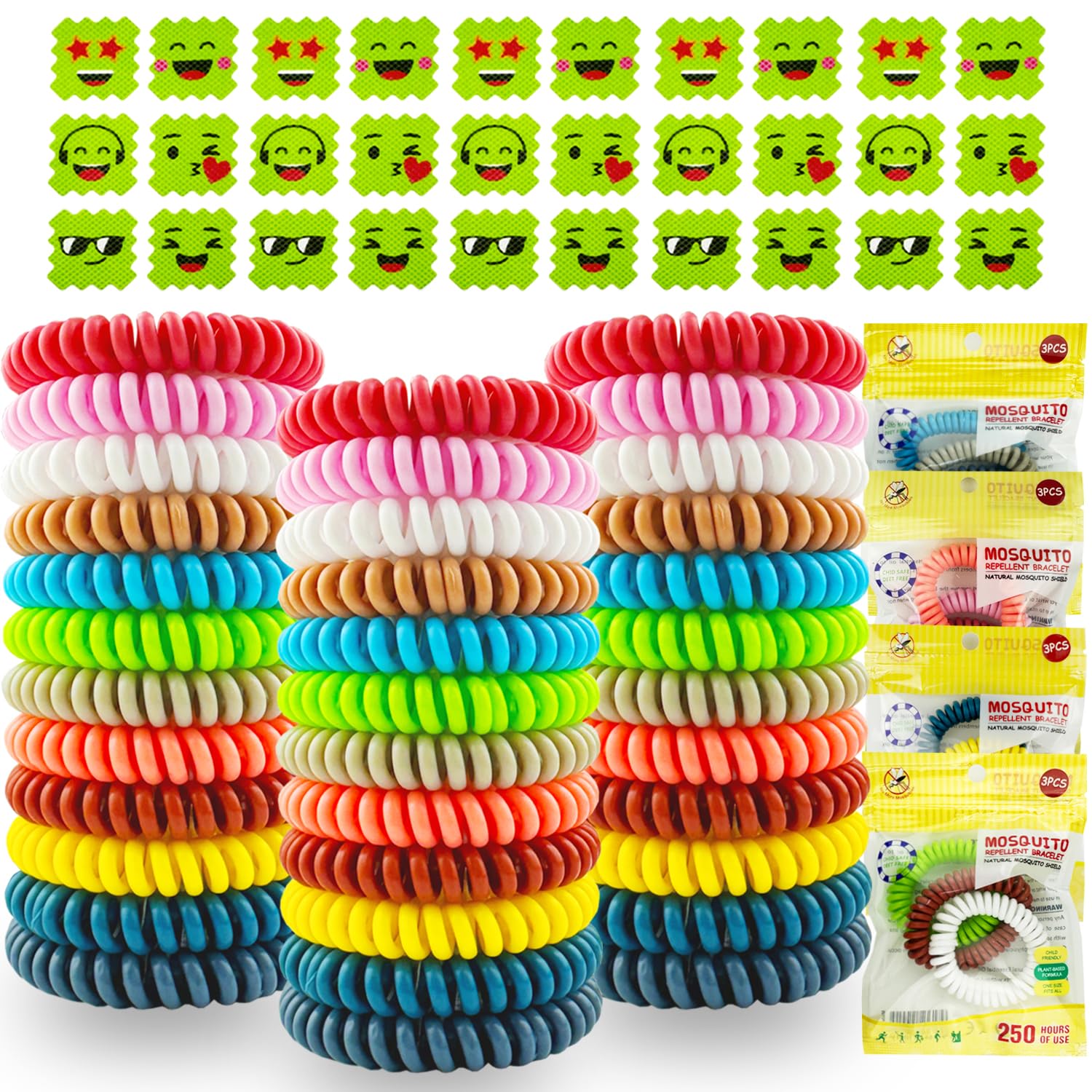 36 Pack Mosquito Repellent Bracelets, Individually Wrapped DEET-Free Insect & Bug Repellent Wristbands with 60 Pcs Mosquito Repellent Stickers for Kids & Adults Outdoor Camping Fishing Traveling