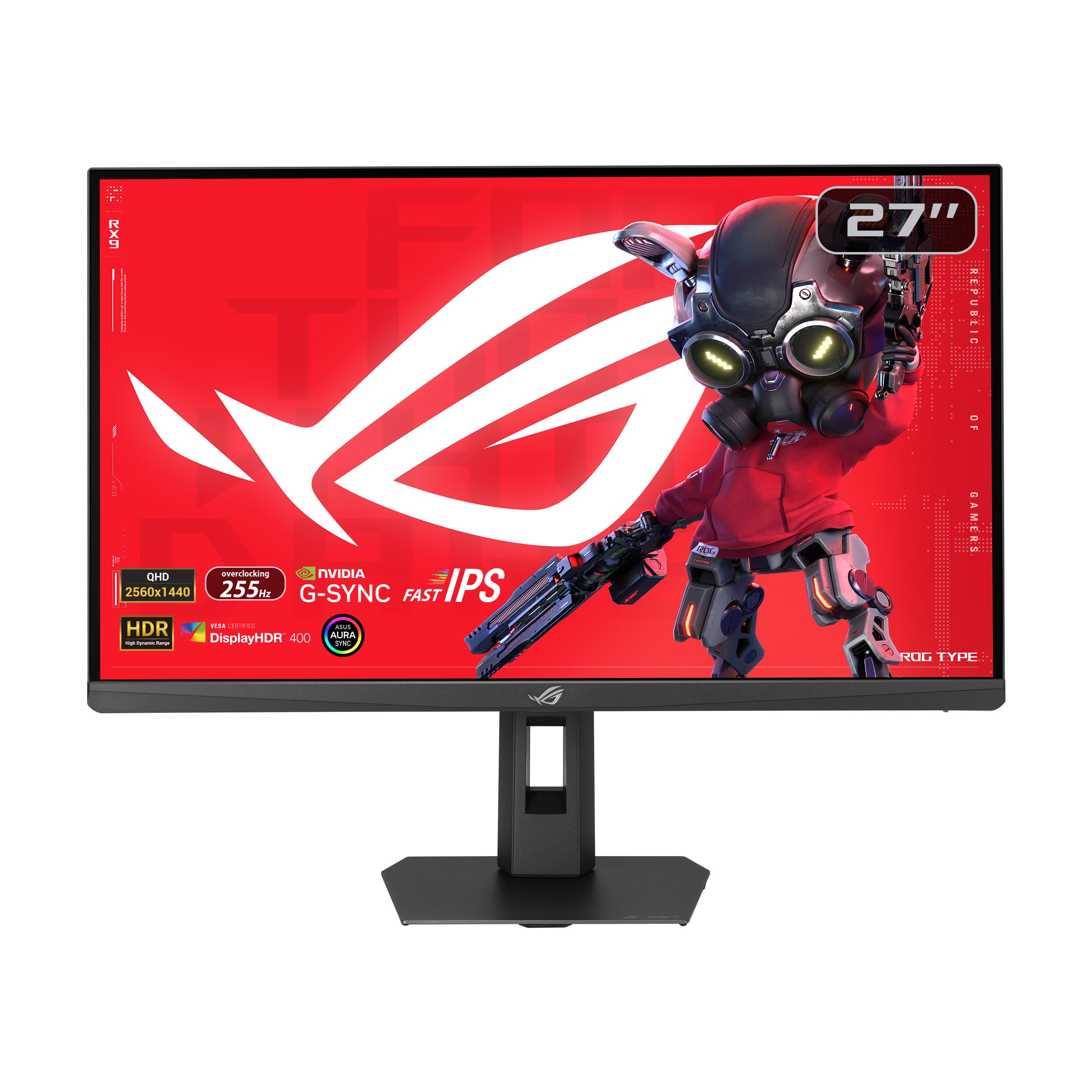 ASUS ROG Strix 27” 1440P HDR Gaming Monitor (XG27ACMES) – QHD (2560x1440), 255Hz, 0.3ms, Fast IPS, Extreme Low Motion Blur Sync, G-SYNC Compatible, DisplayWidget, Tripod Hole, Gaming AI, 3 yr warranty