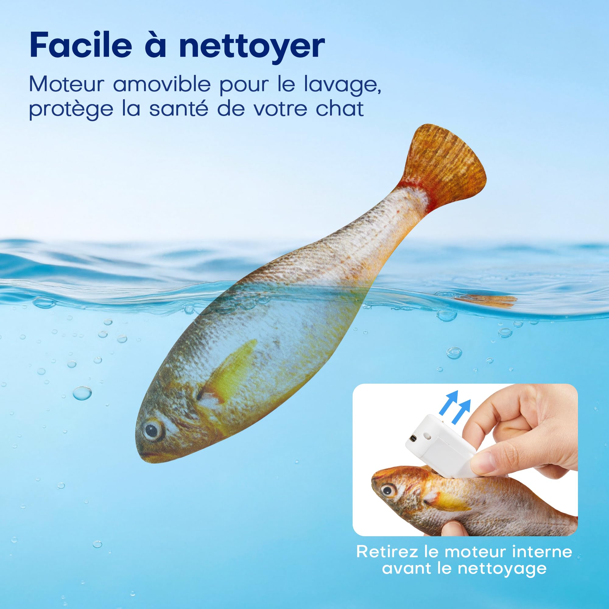 Potaroma Jouet pour Chat, Poisson Interactif Rechargeable 3 Pièces avec Herbe à Chat et 3 Modes Flappy, 18 cm, Peluche Résistante, Activation Automatique