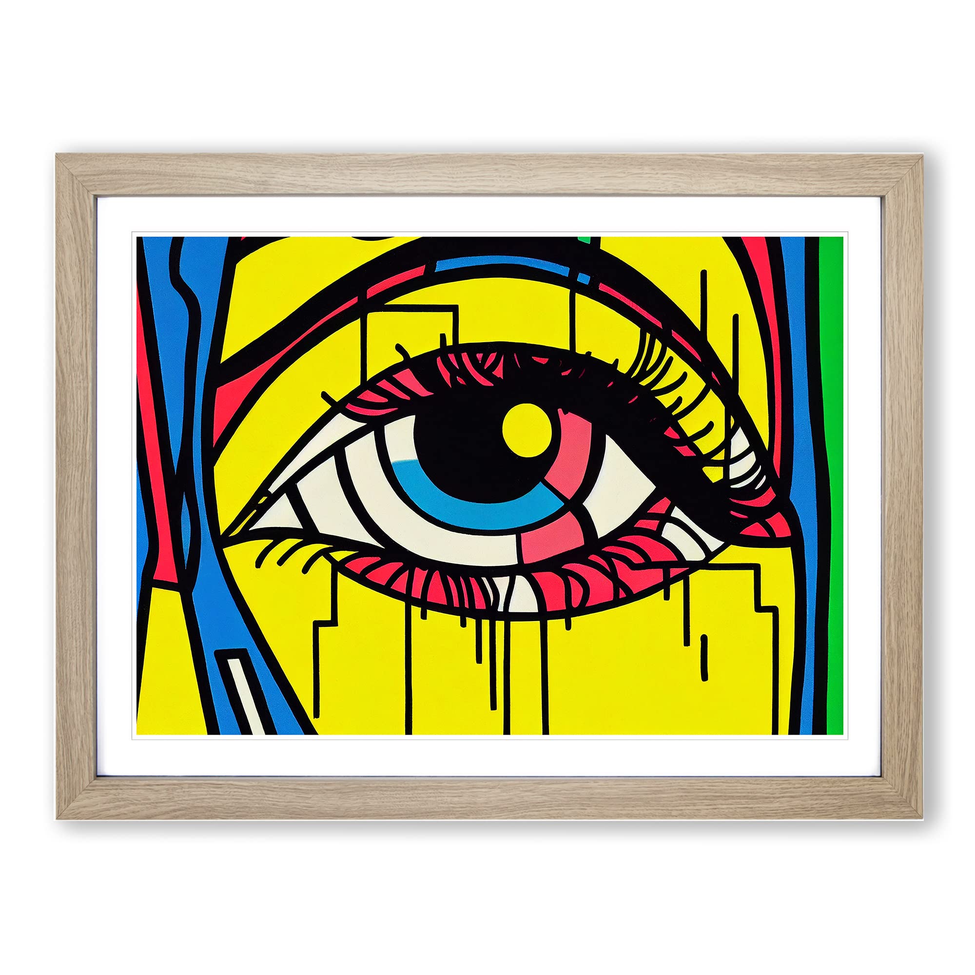 Human Eye Pop Art Abstract Framed Print, Oak, A3 (46 x 34 cm)