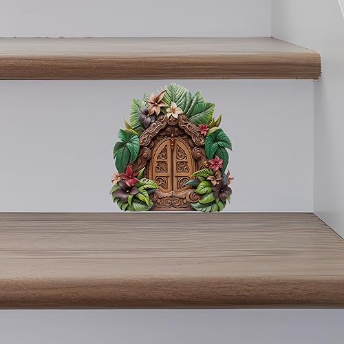 Miniatura 2 de Casa del jardín de la selva polinesia - Adhesivo de pared 3D de puerta de hadas